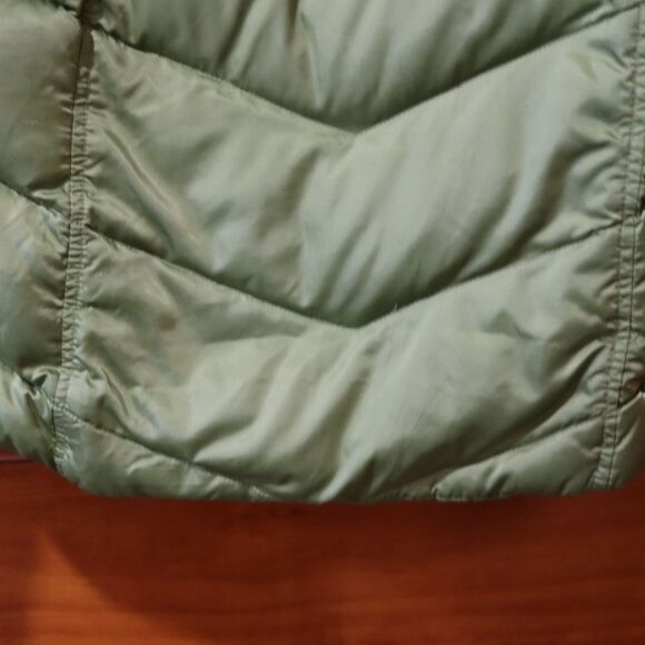 Eddie Bauer Down Green Puffer Goose Down Warm Jacket Upcycle Painted Coat XS - Picture 9 of 16